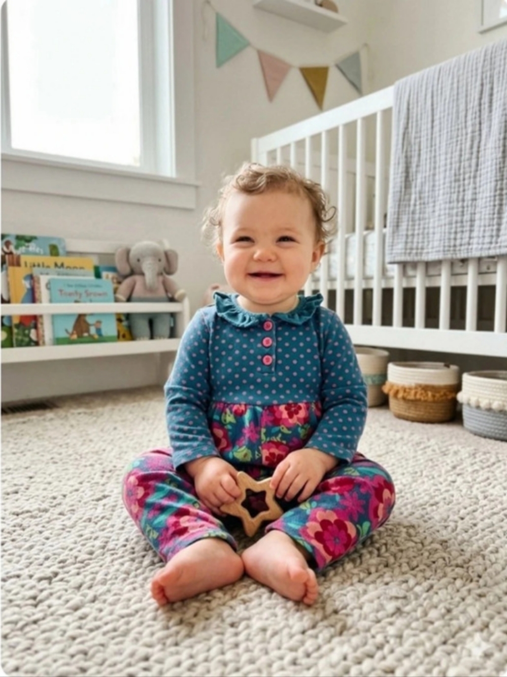 Mini Boden Collared Jersey Set Blue & Pink